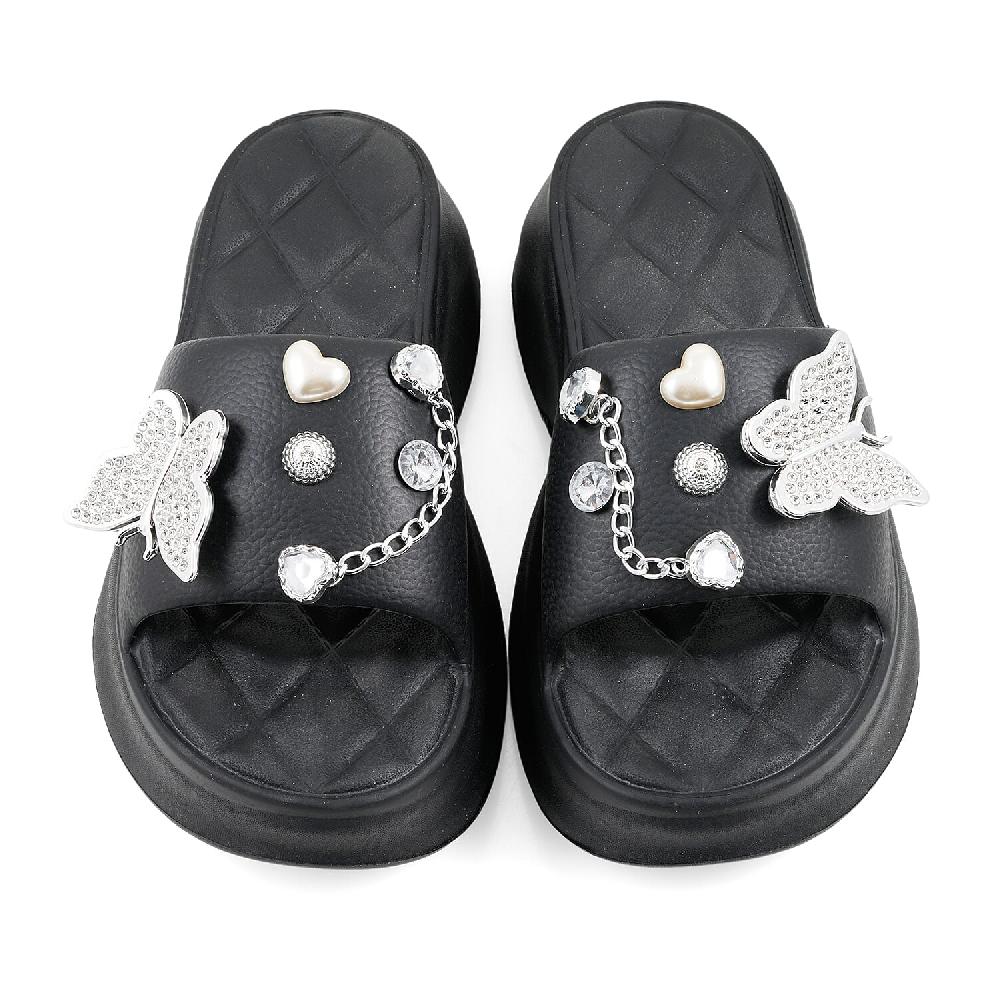 shop lc LOVE 83 Black EVA Butterfly Rhinestone Sandals - S