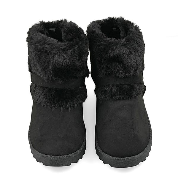 Shop Lc Love 83 Black Faux Fur And Suede Short Boots 6