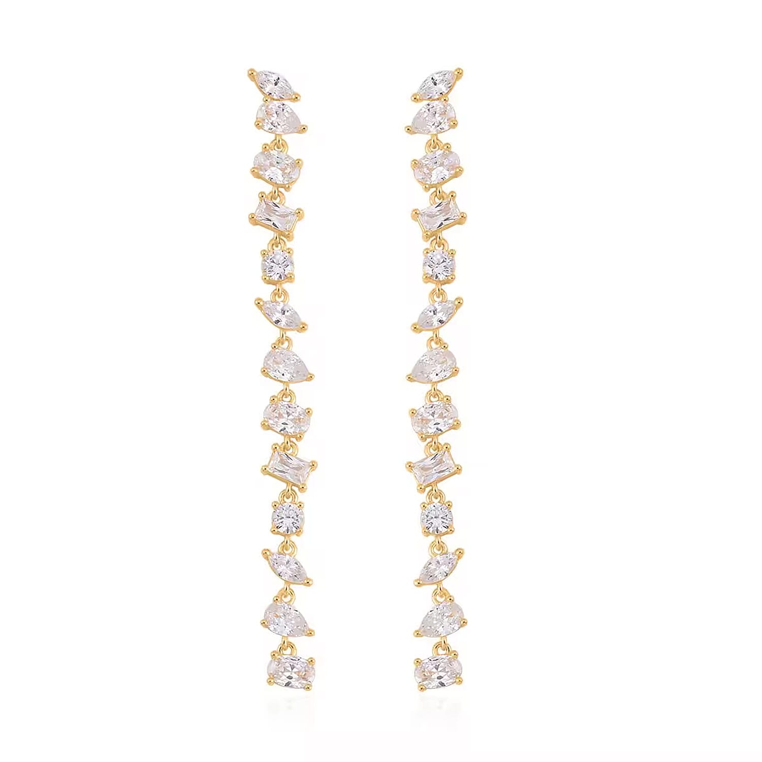 shop lc Lustro Stella Finest CZ Earrings in 14K Yellow Gold Over Sterling Silver Linear Dangle Earrings For Women Gift For Her 13.00 ctw