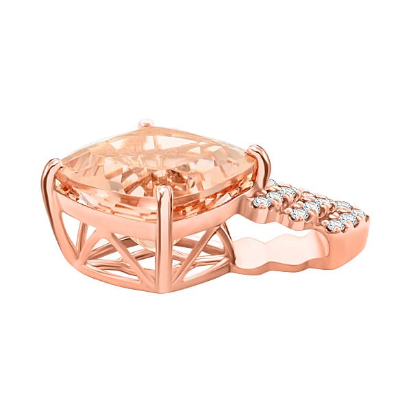 Shop Lc Luxoro 10K Rose Gold AAA Marropino Morganite And G-H I2 Diamond Pendant Without Chain 3.70 Ctw