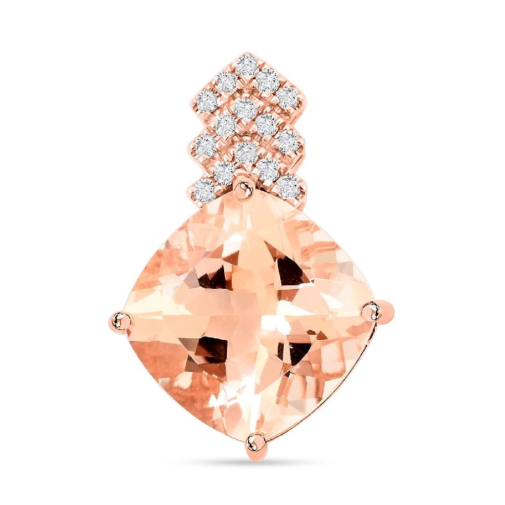 shop lc Luxoro 10K Rose Gold AAA Marropino Morganite and G-H I2 Diamond Pendant without Chain 3.70 ctw