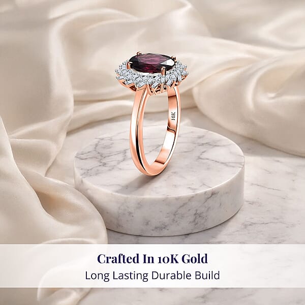 Shop Lc Luxoro 10K Rose Gold AAA Radiant Ember Garnet Diamond (I2) (0.29 Cts) Ring 2.45 Ctw