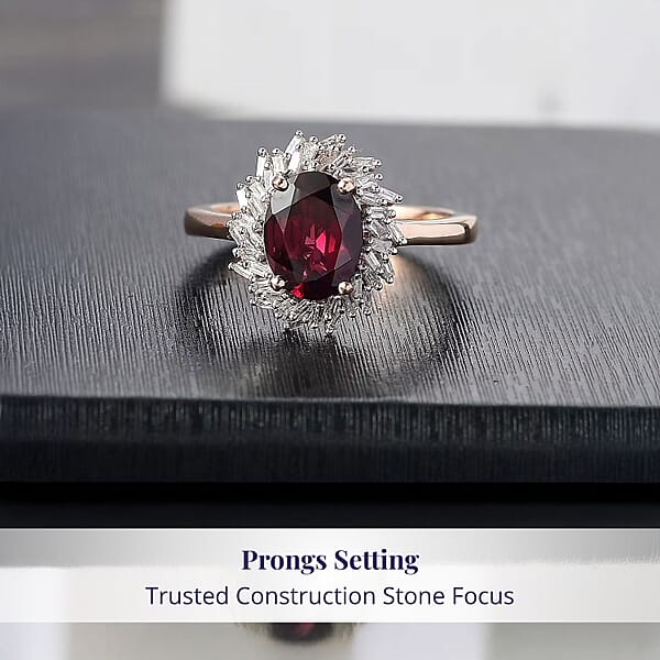 Shop Lc Luxoro 10K Rose Gold AAA Radiant Ember Garnet Diamond (I2) (0.29 Cts) Ring 2.45 Ctw