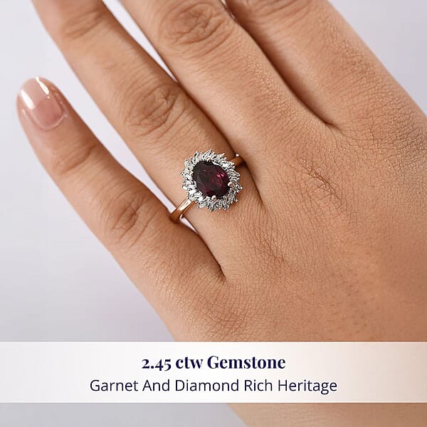 Shop Lc Luxoro 10K Rose Gold AAA Radiant Ember Garnet Diamond (I2) (0.29 Cts) Ring 2.45 Ctw