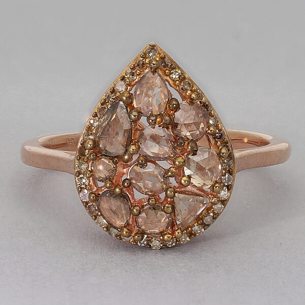 Shop Lc Luxoro 10K Rose Gold Natural Champagne Diamond Ring 1.00 Ctw