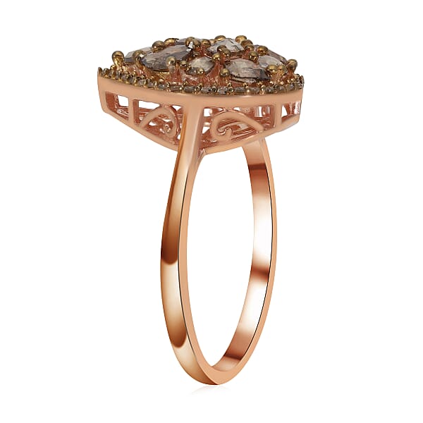 Shop Lc Luxoro 10K Rose Gold Natural Champagne Diamond Ring 1.00 Ctw