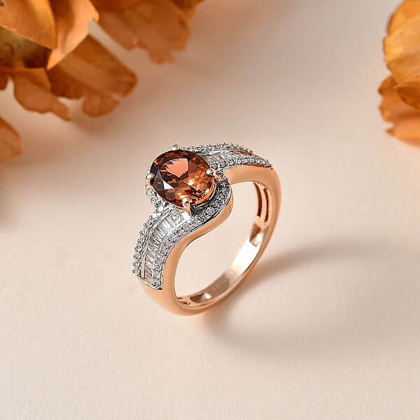 Shop Lc Luxoro 10K Rose Gold Premium Blush Tourmaline And G-H I2 Diamond Bypass Ring 1.60 Ctw