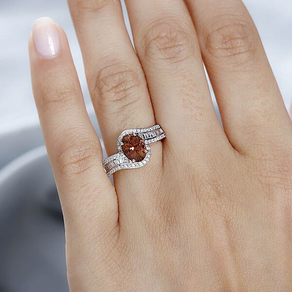 Shop Lc Luxoro 10K Rose Gold Premium Blush Tourmaline And G-H I2 Diamond Bypass Ring 1.60 Ctw