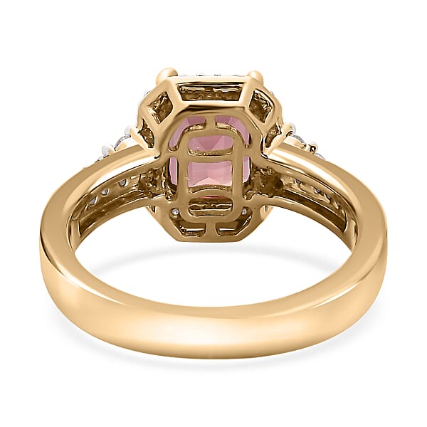 Shop Lc Luxoro 10K Rose Gold Premium Blush Tourmaline And G-H I2 Diamond Halo Ring 4.75 Grams 2.10 Ctw