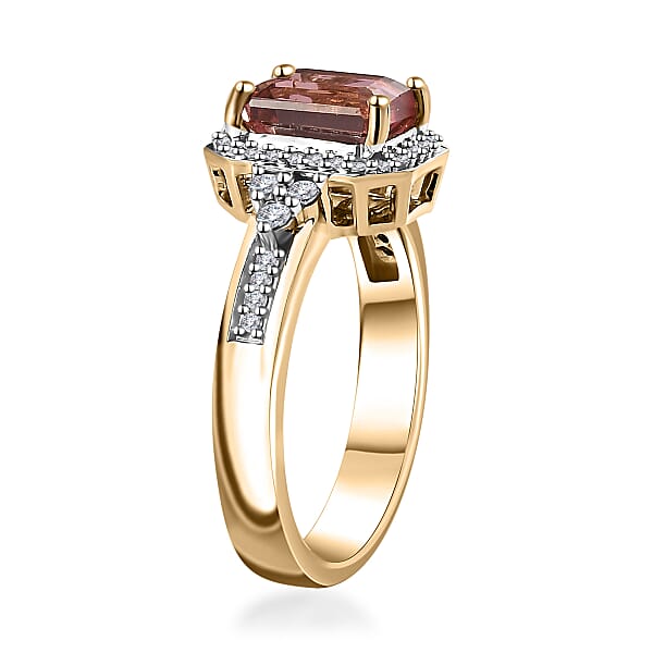 Shop Lc Luxoro 10K Rose Gold Premium Blush Tourmaline And G-H I2 Diamond Halo Ring 4.75 Grams 2.10 Ctw