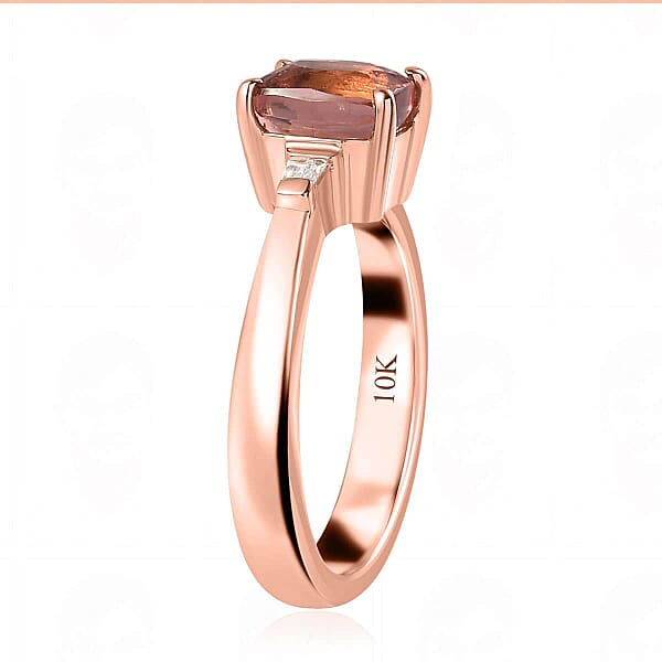 Shop Lc Luxoro 10K Rose Gold Premium Blush Tourmaline And G-H I2 Diamond Ring 1.75 Ctw
