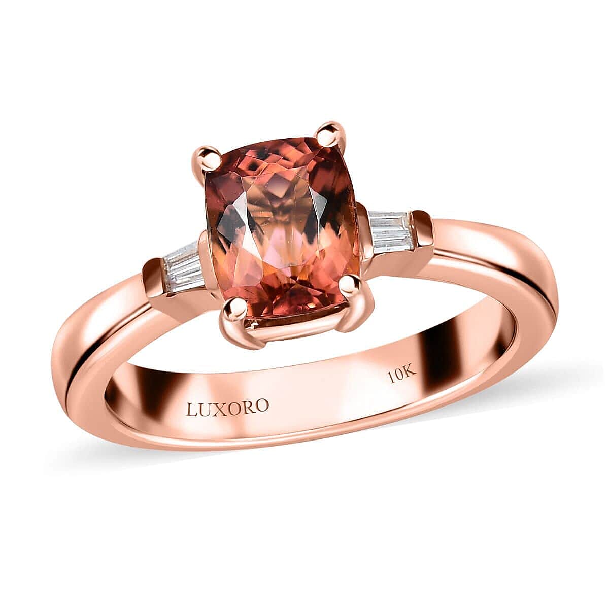 shop lc Luxoro 10K Rose Gold Premium Blush Tourmaline and G-H I2 Diamond Ring 1.75 ctw