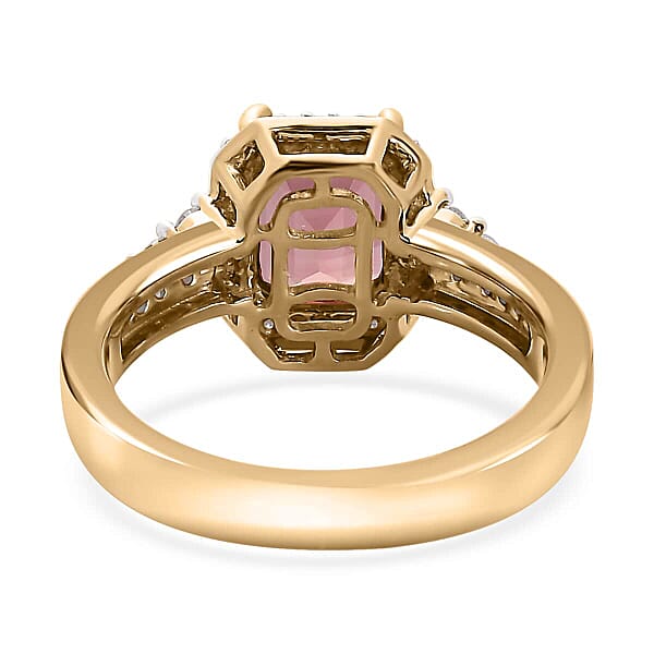 Shop Lc Luxoro 10K Rose Gold Premium Blush Tourmaline And G-H I2 Diamond Halo Ring 4.75 Grams 2.10 Ctw