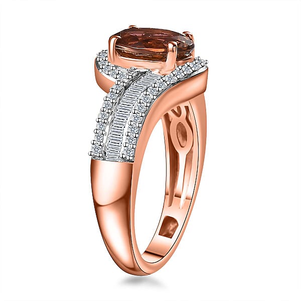Shop Lc Luxoro 10K Rose Gold Premium Blush Tourmaline And G-H I2 Diamond Bypass Ring 1.60 Ctw
