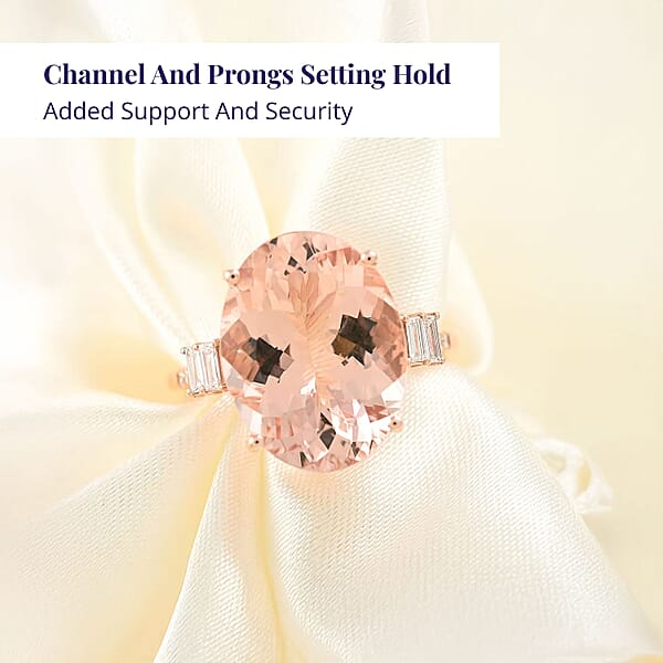 Shop Lc Luxoro 10K Rose Gold Premium Marropino Morganite Diamond (G-H I2) Ring (4.85 G) 8.10 Ctw