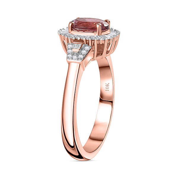 Shop Lc Luxoro 10K Rose Gold Premium Natural Calabar Pink Tourmaline And G-H I2 Diamond Halo Ring 4.15 Grams 1.50 Ctw