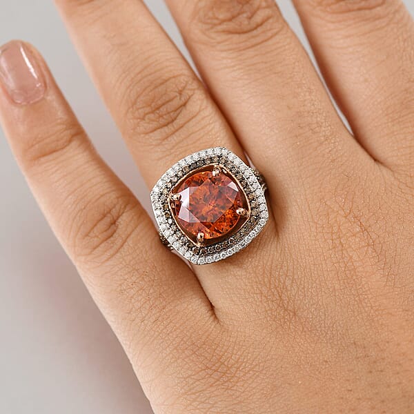 Shop Lc Luxoro 10K Rose Gold Premium Picos Altos Sphalerite Natural Champagne And White Diamond (I2) (1.10 Cts) Ring 10.30 Ctw