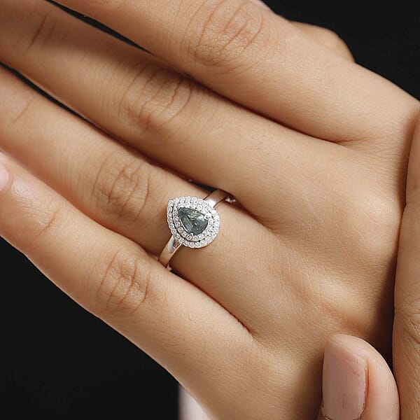 Shop Lc Luxoro 10K White Gold AAA Narsipatnam Alexandrite Diamond (G-H I2) (0.25 Cts) Double Halo Ring (Del. In 10-15 Days) 0.90 Ctw