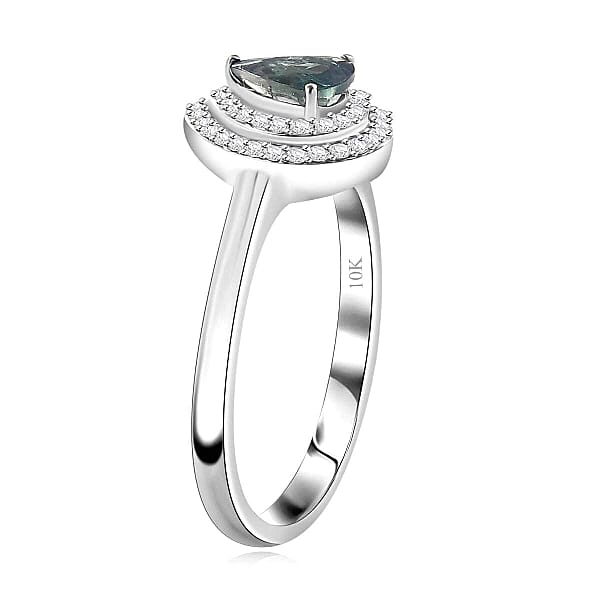 Shop Lc Luxoro 10K White Gold AAA Narsipatnam Alexandrite Diamond (G-H I2) (0.25 Cts) Double Halo Ring (Del. In 10-15 Days) 0.90 Ctw