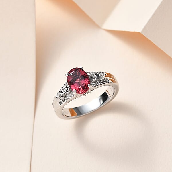 Shop Lc Luxoro 10K White Gold AAA Ouro Fino Rubellite And G-H I2 Diamond Ring 4.65 Grams 1.60 Ctw