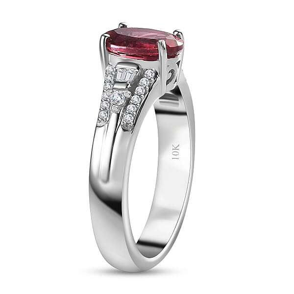 Shop Lc Luxoro 10K White Gold AAA Ouro Fino Rubellite And G-H I2 Diamond Ring 4.65 Grams 1.60 Ctw