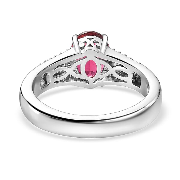 Shop Lc Luxoro 10K White Gold AAA Ouro Fino Rubellite And G-H I2 Diamond Ring 4.65 Grams 1.60 Ctw
