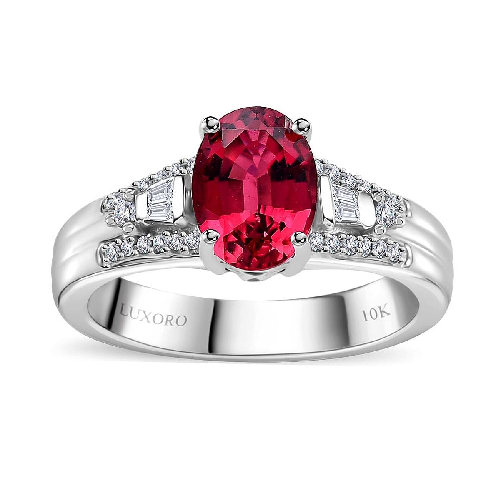 shop lc Luxoro 10K White Gold AAA Ouro Fino Rubellite and G-H I2 Diamond Ring 4.65 Grams 1.60 ctw