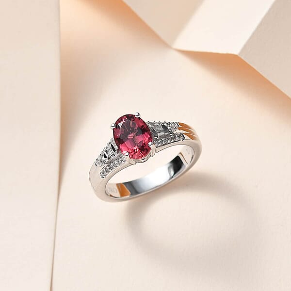 Shop Lc Luxoro 10K White Gold AAA Ouro Fino Rubellite Diamond (G-H I2) (0.15 Cts) Ring 1.60 Ctw