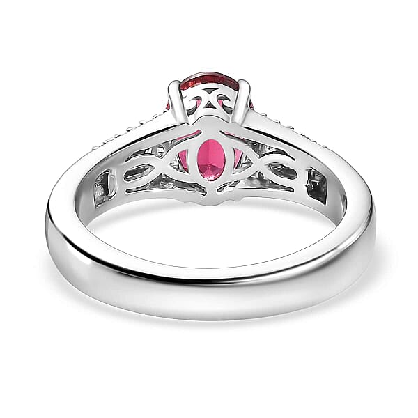 Shop Lc Luxoro 10K White Gold AAA Ouro Fino Rubellite Diamond (G-H I2) (0.15 Cts) Ring 1.60 Ctw
