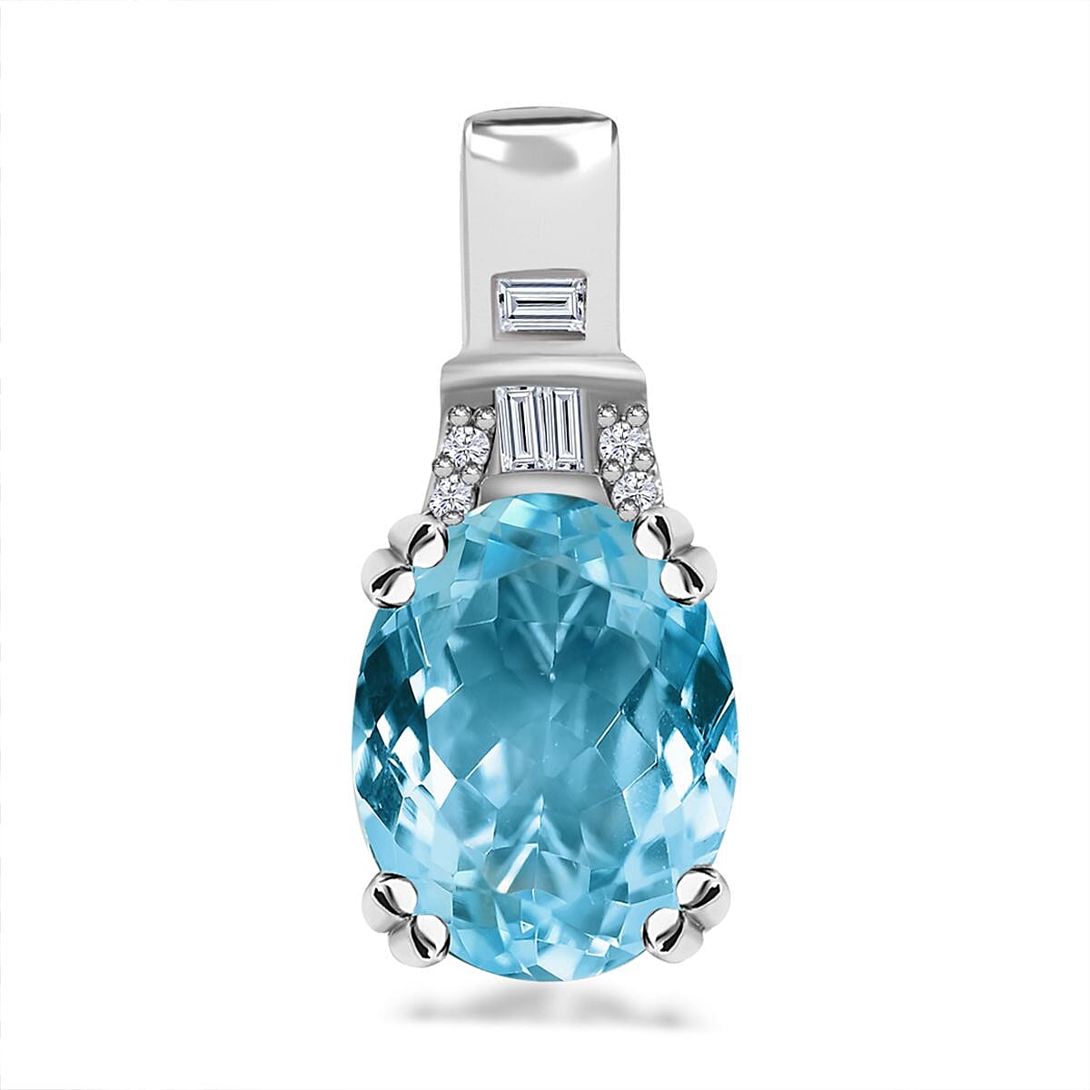 shop lc Luxoro 10K White Gold AAA Santa Maria Aquamarine and G-H I2 Diamond Pendant without Chain 1.65 ctw
