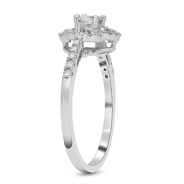 Shop Lc Luxoro 10K White Gold G-H I2-I3 Diamond Ring 0.50 Ctw