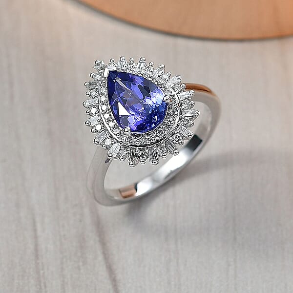 Shop Lc Luxoro 10K White Gold Premium Tanzanite Diamond (G-H I2) (0.45 Cts) Crown Of Dreams Ring 2.30 Ctw