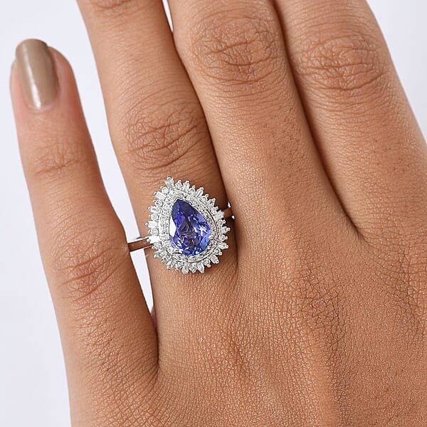 Shop Lc Luxoro 10K White Gold Premium Tanzanite Diamond (G-H I2) (0.45 Cts) Crown Of Dreams Ring 2.30 Ctw