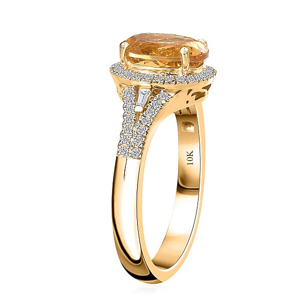 Shop Lc Luxoro 10K Yellow Gold AAA Brazilian Heliodor And G-H I2 Diamond Ring 4.50 Grams 2.60 Ctw