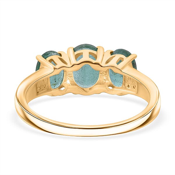 Shop Lc Luxoro 10K Yellow Gold AAA Kagem Zambian Emerald Diamond (G-H I2) Trilogy Ring 2.90 Ctw