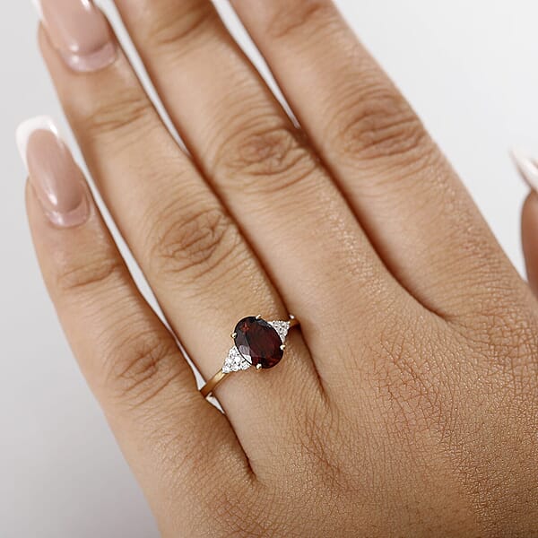 Shop Lc Luxoro 10K Yellow Gold AAA Ouro Fino Rubellite Diamond (G-H I2) Ember Kiss Ring 2.05 Ctw