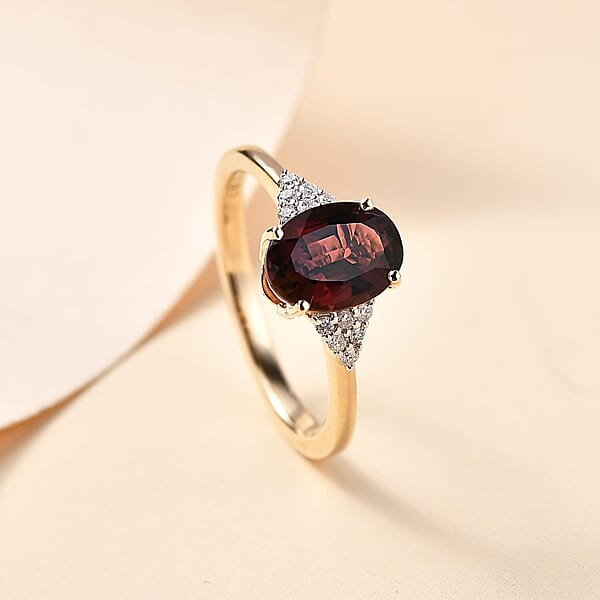 Shop Lc Luxoro 10K Yellow Gold AAA Ouro Fino Rubellite Diamond (G-H I2) Ember Kiss Ring 2.05 Ctw