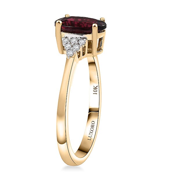 Shop Lc Luxoro 10K Yellow Gold AAA Ouro Fino Rubellite Diamond (G-H I2) Ember Kiss Ring 2.05 Ctw