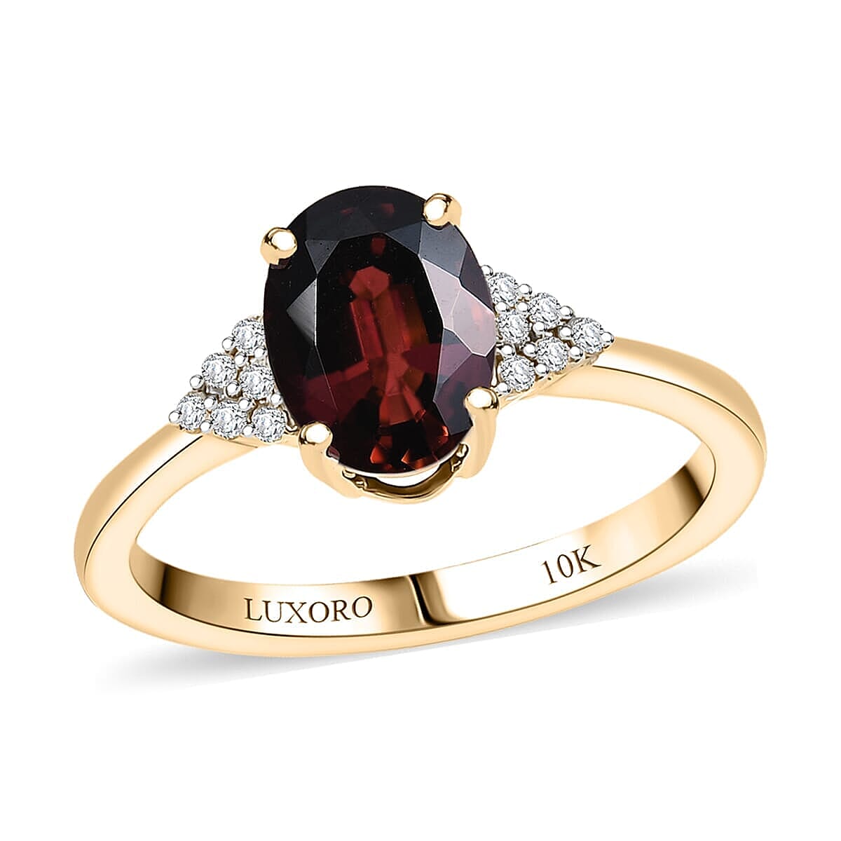 shop lc Luxoro 10K Yellow Gold AAA Ouro Fino Rubellite Diamond (G-H I2) Ember Kiss Ring 2.05 ctw