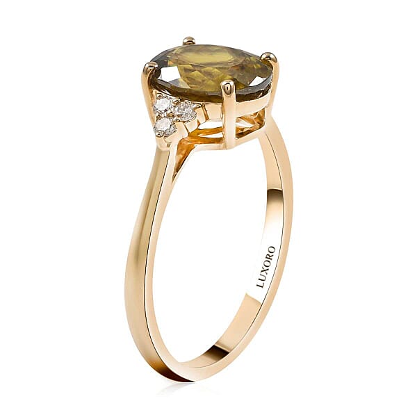 Shop Lc Luxoro 10K Yellow Gold AAA Sava Sphene And G-H I2 Diamond Ring 2.35 Ctw