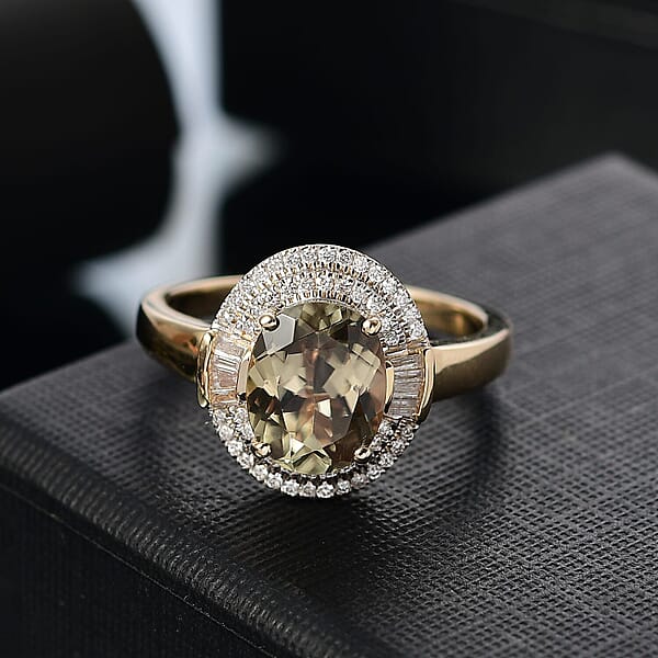 Shop Lc Luxoro 10K Yellow Gold AAA Turkizite Diamond (G-H I2) (0.37 Cts) Sunlit Majesty Ring 3.55 Ctw