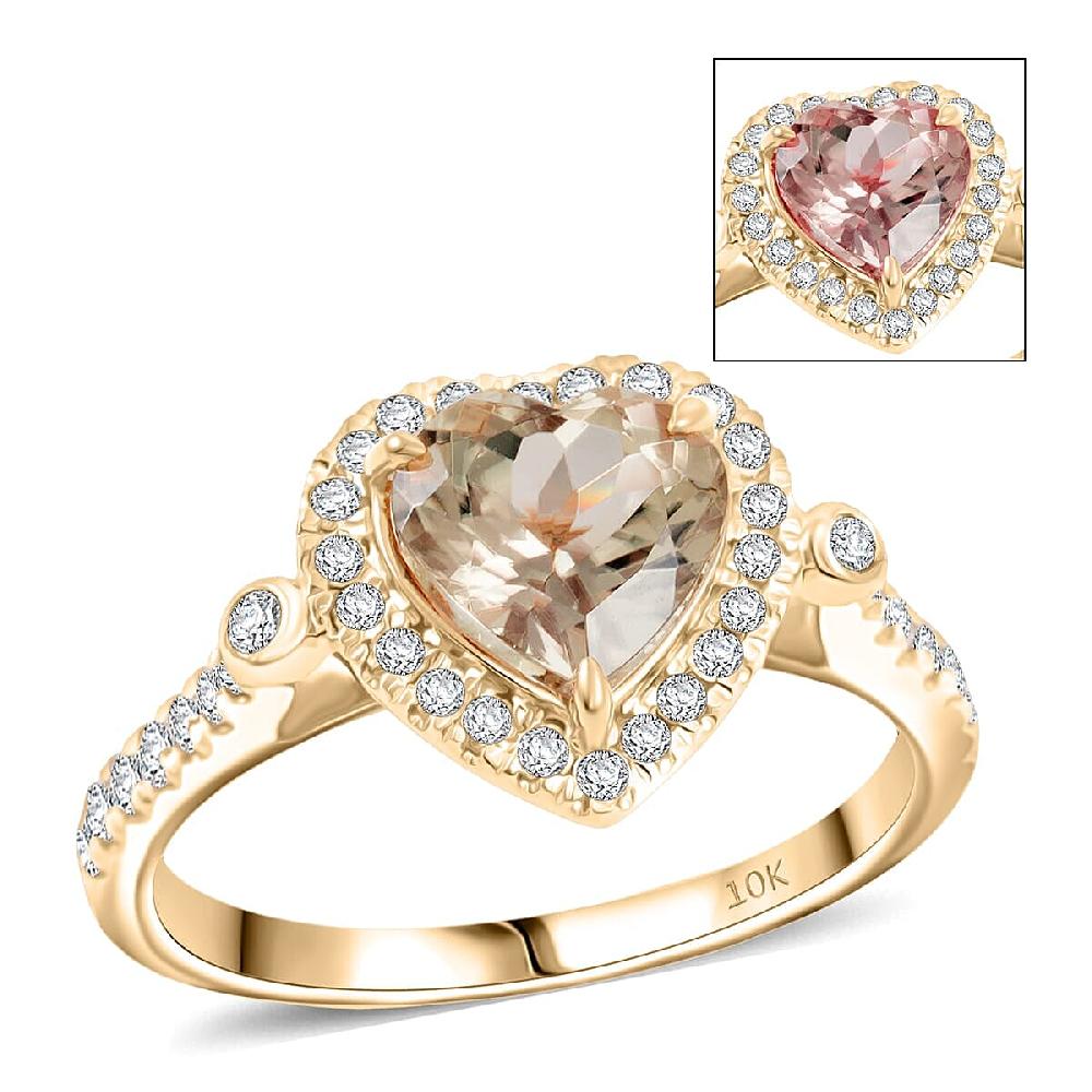 shop lc Luxoro 10K Yellow Gold AAA Turkizite Diamond (G-H I2) (0.48 cts) Ring 2.68 ctw