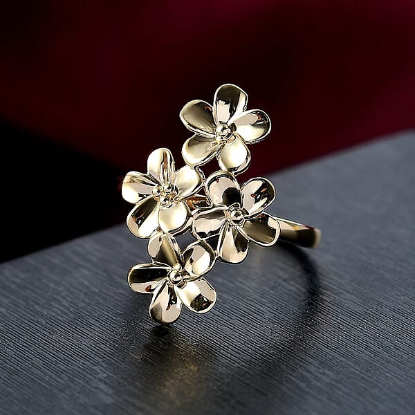 Shop Lc Luxoro 10K Yellow Gold Bouquet Of Flowers Ring 4.10 Grams