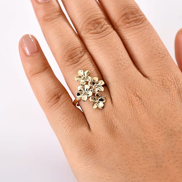 Shop Lc Luxoro 10K Yellow Gold Bouquet Of Flowers Ring 4.10 Grams