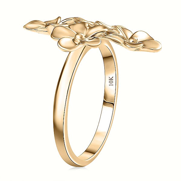 Shop Lc Luxoro 10K Yellow Gold Bouquet Of Flowers Ring 4.10 Grams