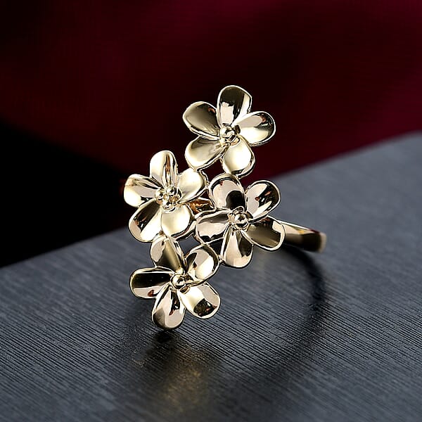 Shop Lc Luxoro 10K Yellow Gold Bouquet Of Flowers Ring 4.10 Grams