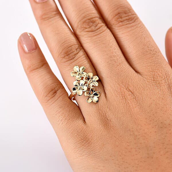 Shop Lc Luxoro 10K Yellow Gold Bouquet Of Flowers Ring 4.10 Grams