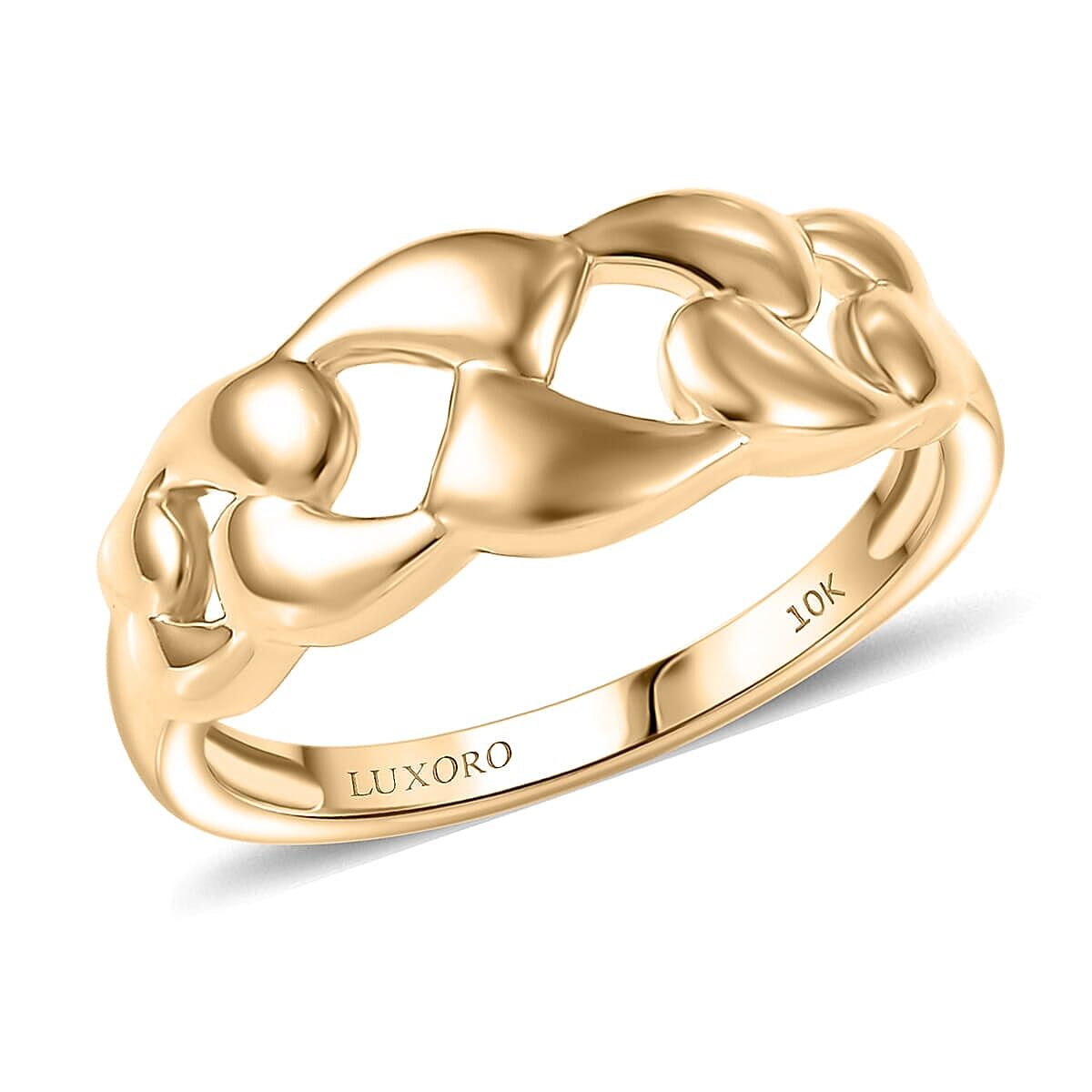 shop lc Luxoro 10K Yellow Gold Classic Cuban Ring (3.20 g)