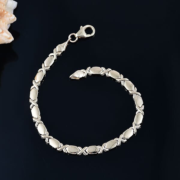 Shop Lc Luxoro 10K Yellow Gold Hugs And Kisses Bracelet (6.50 In) 4.85 Grams