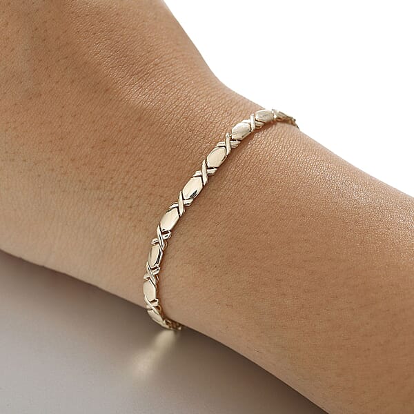 Shop Lc Luxoro 10K Yellow Gold Hugs And Kisses Bracelet (6.50 In) 4.85 Grams